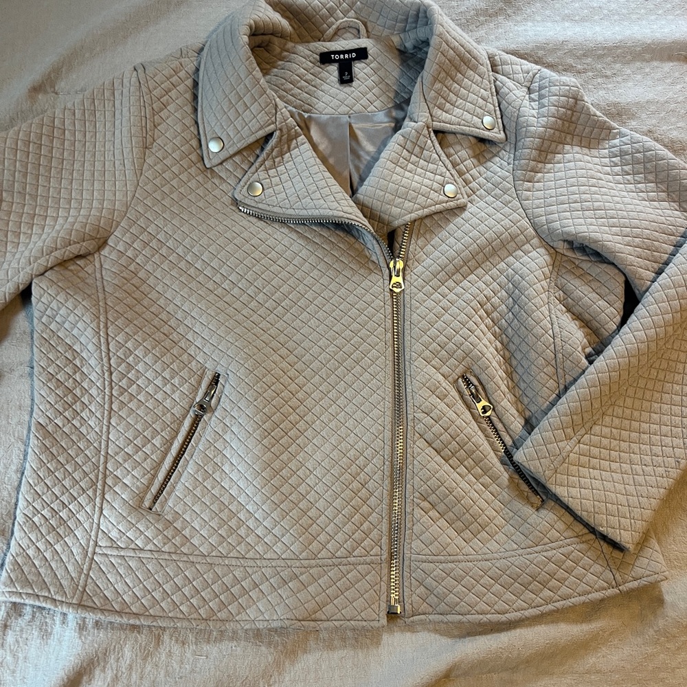 Torrid Gray Quilted Bomber Jacket Moto Style